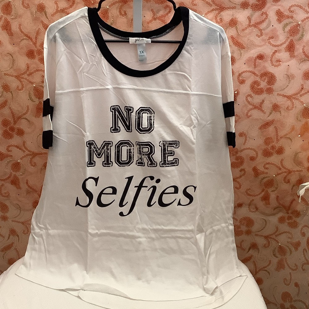 Just Be White Tee with Black Accents